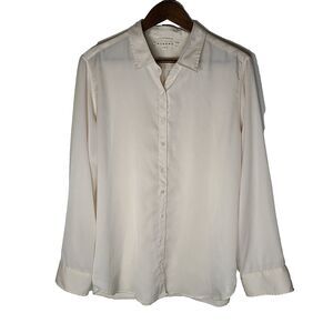 Xirena Cream Semi Sheer Button Front Shirt Womens Large